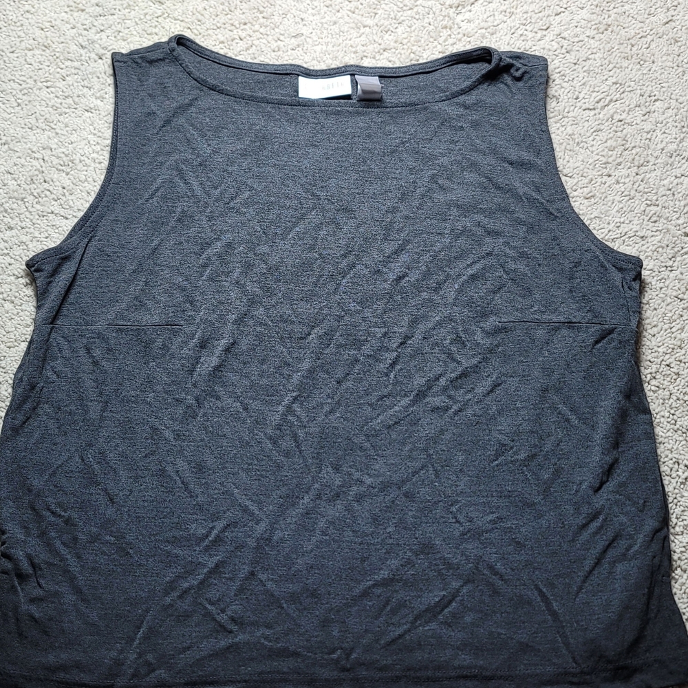 Elisabeth by Liz Claiborne Gray Sleeveless Knit Top Minimal Workwear